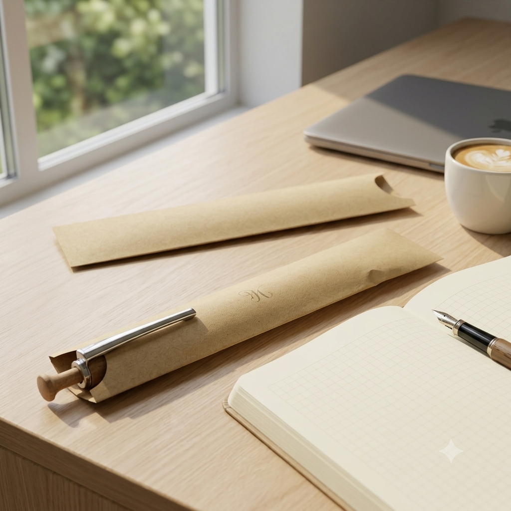 Kraft Paper Pen Sleeve - Promotional Pens