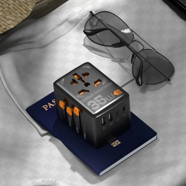 Tessan 35W Universal Travel Adaptor with 3 USB C & 2 USB Charging Ports 