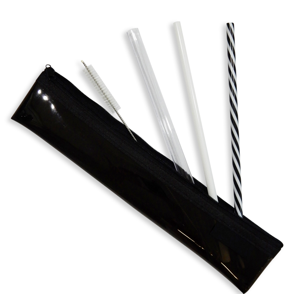 Reusable Plastic Straw Set