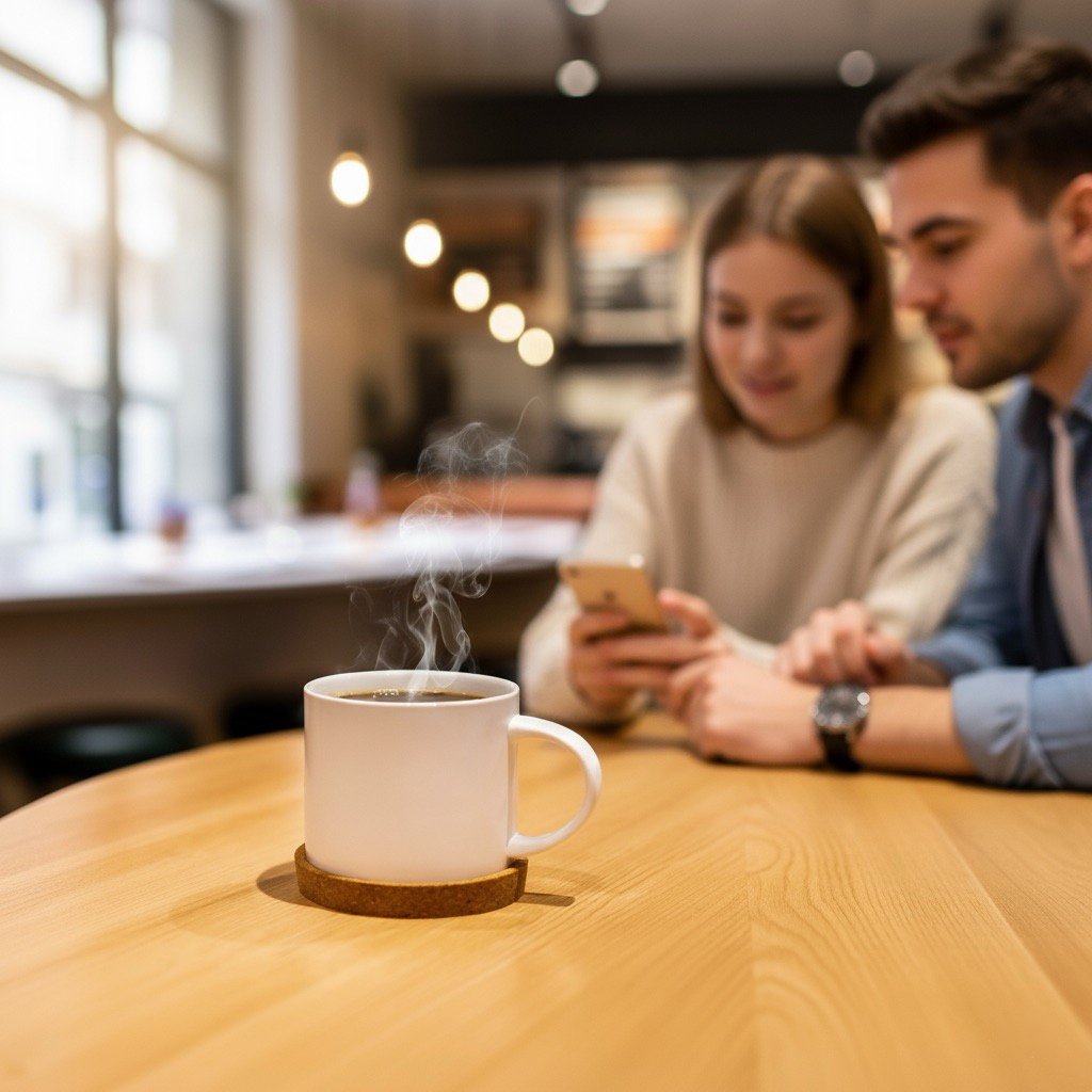 500ml Premium Ceramic Mug with Cork Coaster Set
