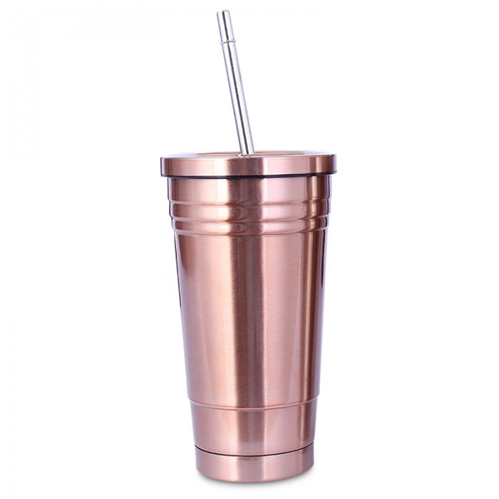 Customised 500ml Double Wall Stainless Steel Tumbler with Straw With