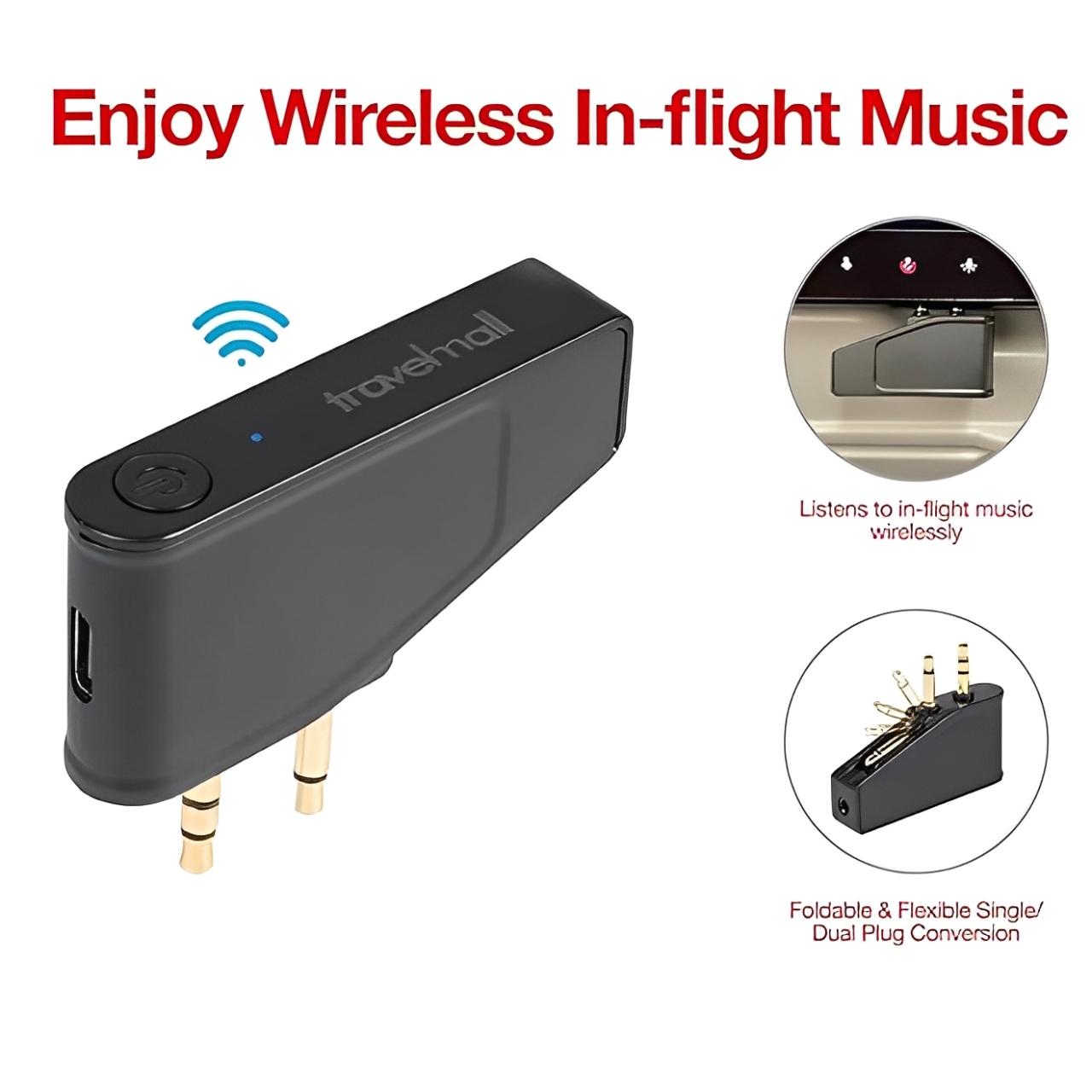 Travelmall 2-IN-1 Pro Headphone-Jack Bluetooth Adapter