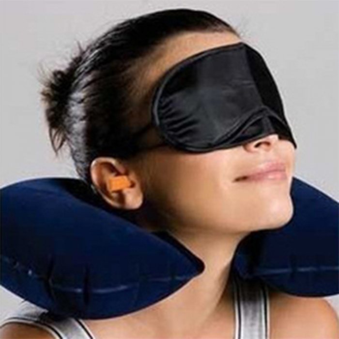 Customised Inflatable Neck Pillow with Eye Mask and Ear Plugs Set With