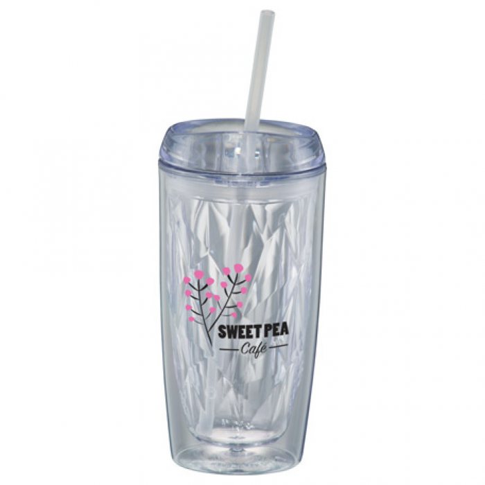 Customised 450ml Geometric Tumbler (with straw) With Logo Print Singapore