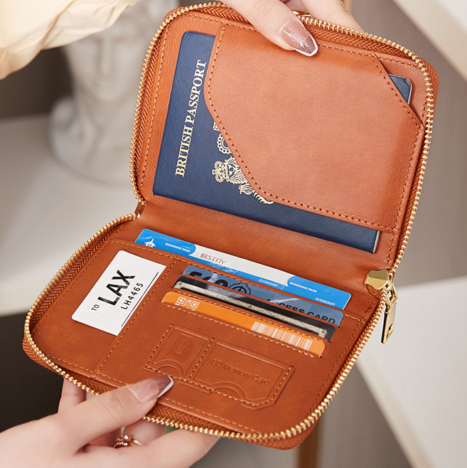 Twill PU Leather Passport Wallet