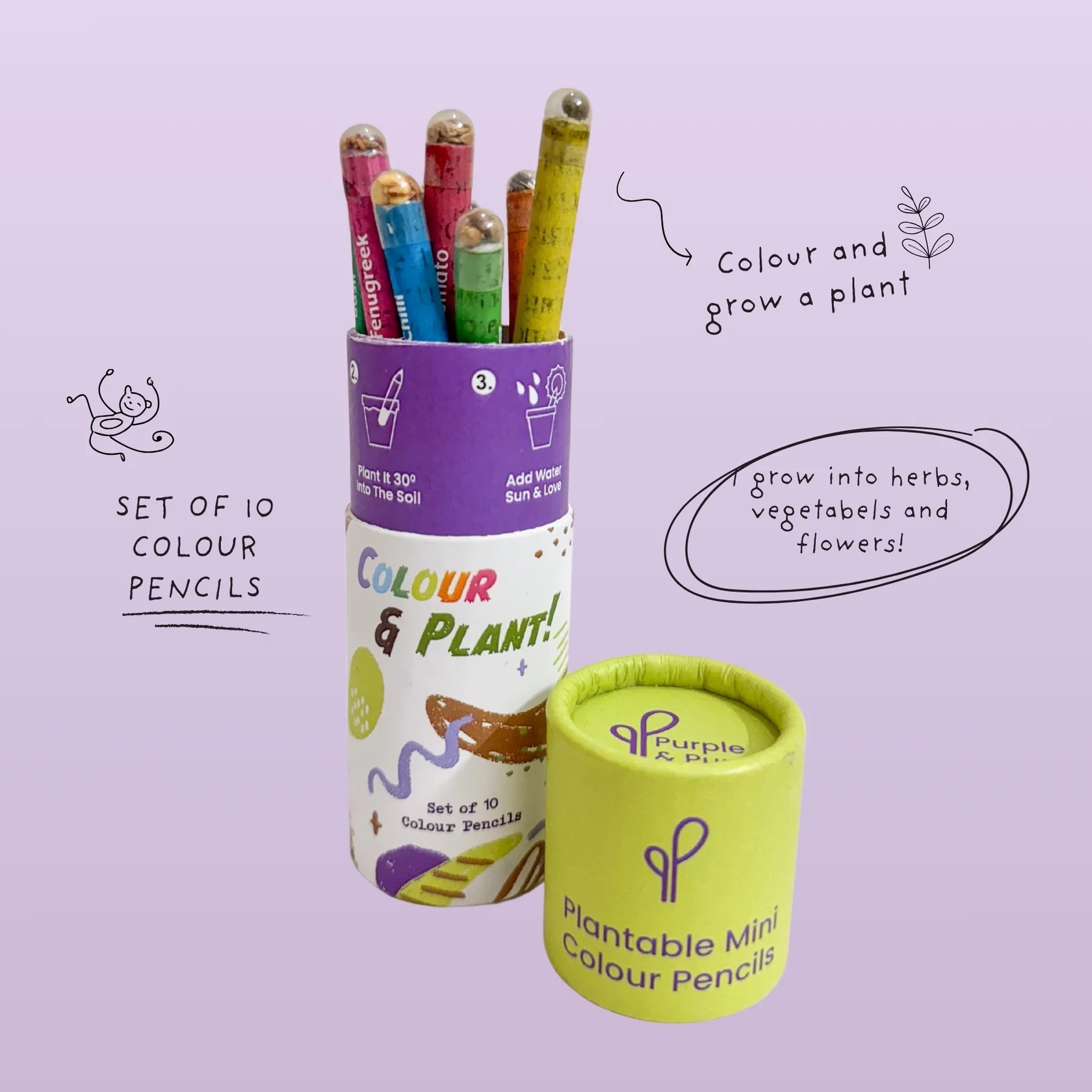 Purple&Pure Mini Colour Pencil Set 