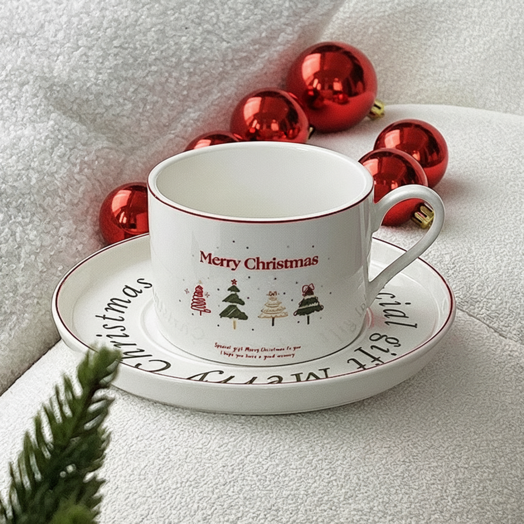 Christmas Ceramic Tea Cup Set