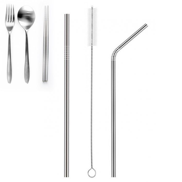 Cutlery + Straight Straw + Cleaner + Curve Straw