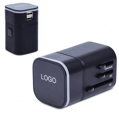 LED Travel Adaptor with 2 USB Port (with safety feature)