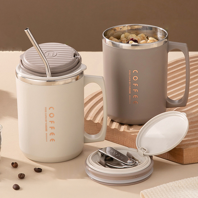 480ml Explorer Stainless Steel Mug with Straw and Spoon 