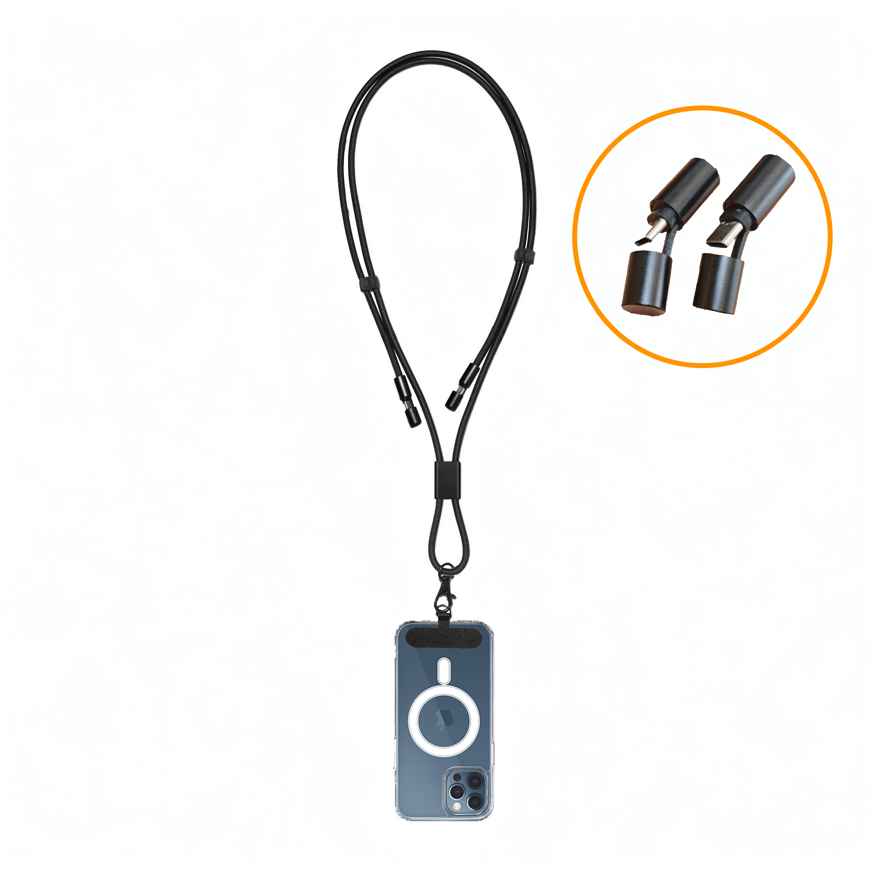 Adjustable 2-in-1 USB-C Charging Lanyard (60W)  
