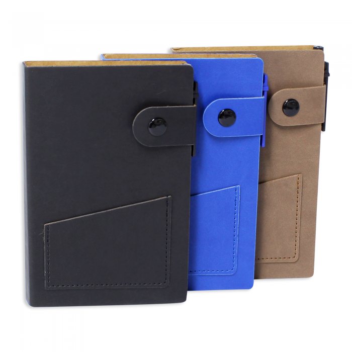 Lux Leather Notebook With Post It & Pen
