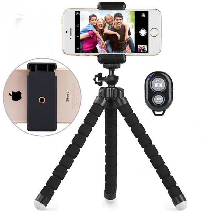 Portable and Adjustable Camera Tripod Holder with Wireless Remote
