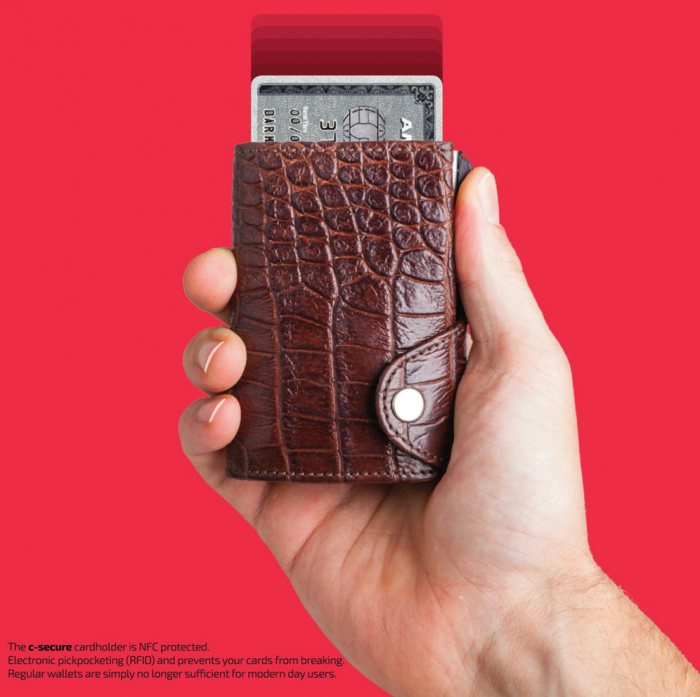 C-SECURE Aluminium Cardholder with Italian Leather Wallet