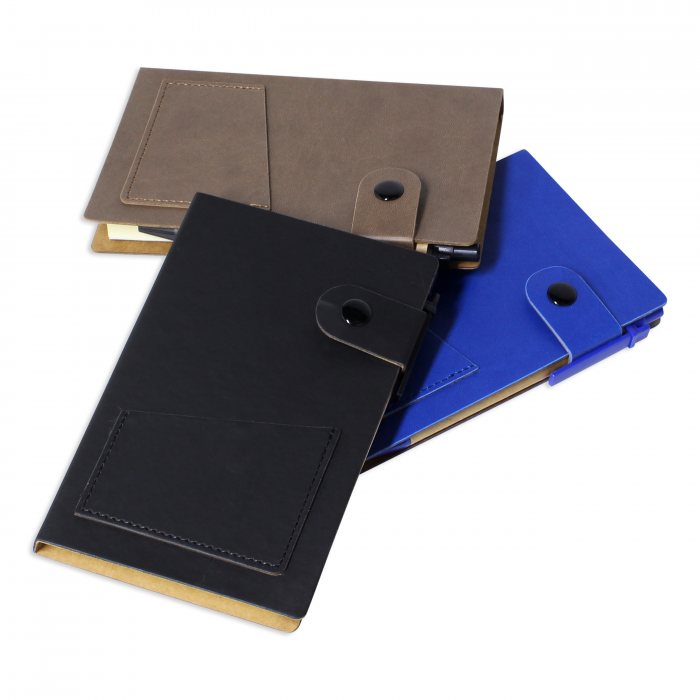 Lux Leather Notebook With Post It & Pen