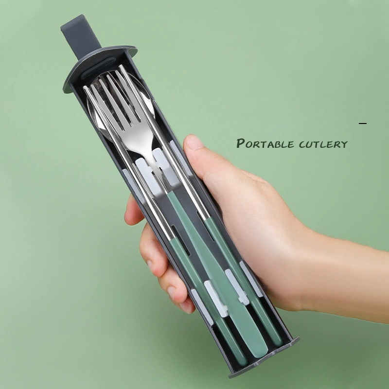 Stainless Steel Cutlery Set with Phone Holder