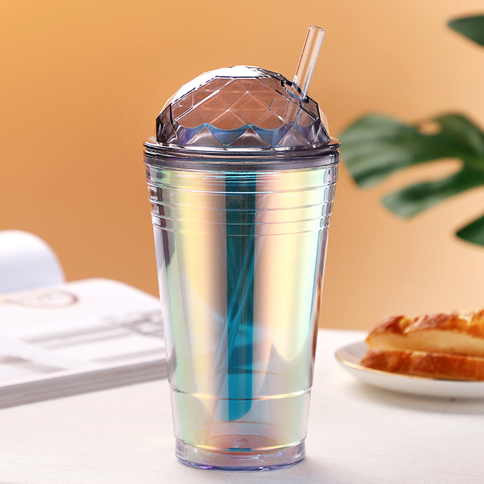 560ml Sparkly Double Wall Tumbler (with Straw)