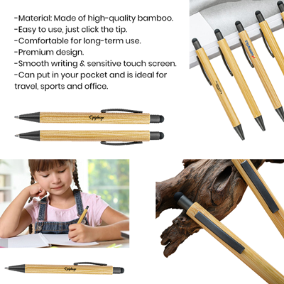 LANEY Bamboo Press Action Ball Pen with Stylus