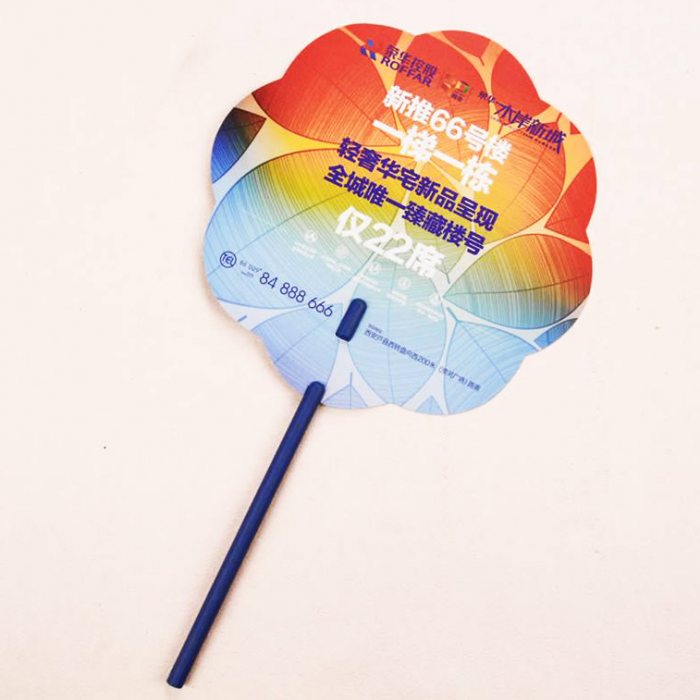 Customised Plastic Fan (Stick Handle) With Logo Print Singapore