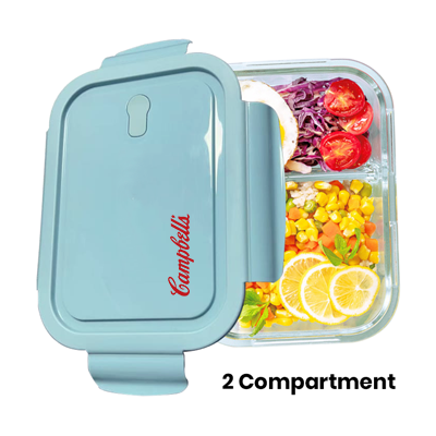 High Borosilicate Glass Lunch 2 Compartment - 1040ml