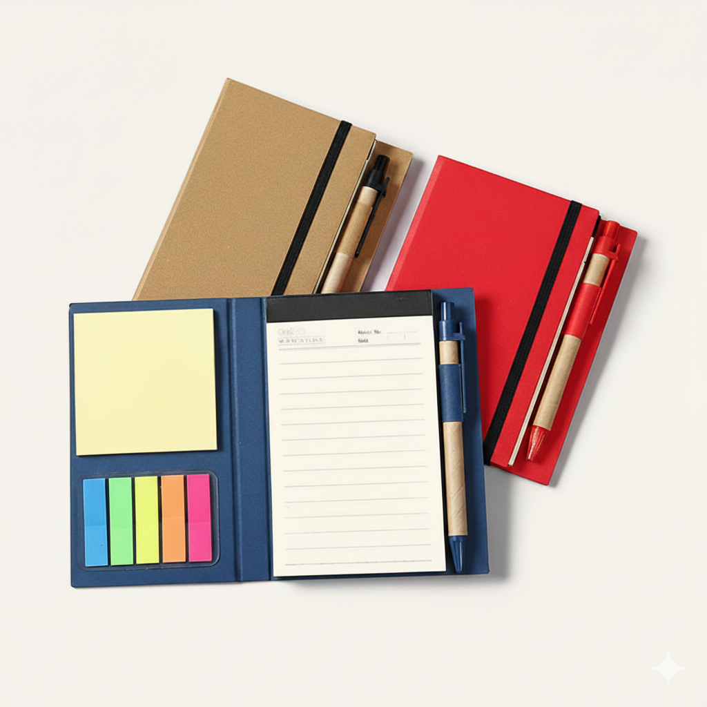 Eco-Friendly Notepad Set with Colour Tabs and Pen