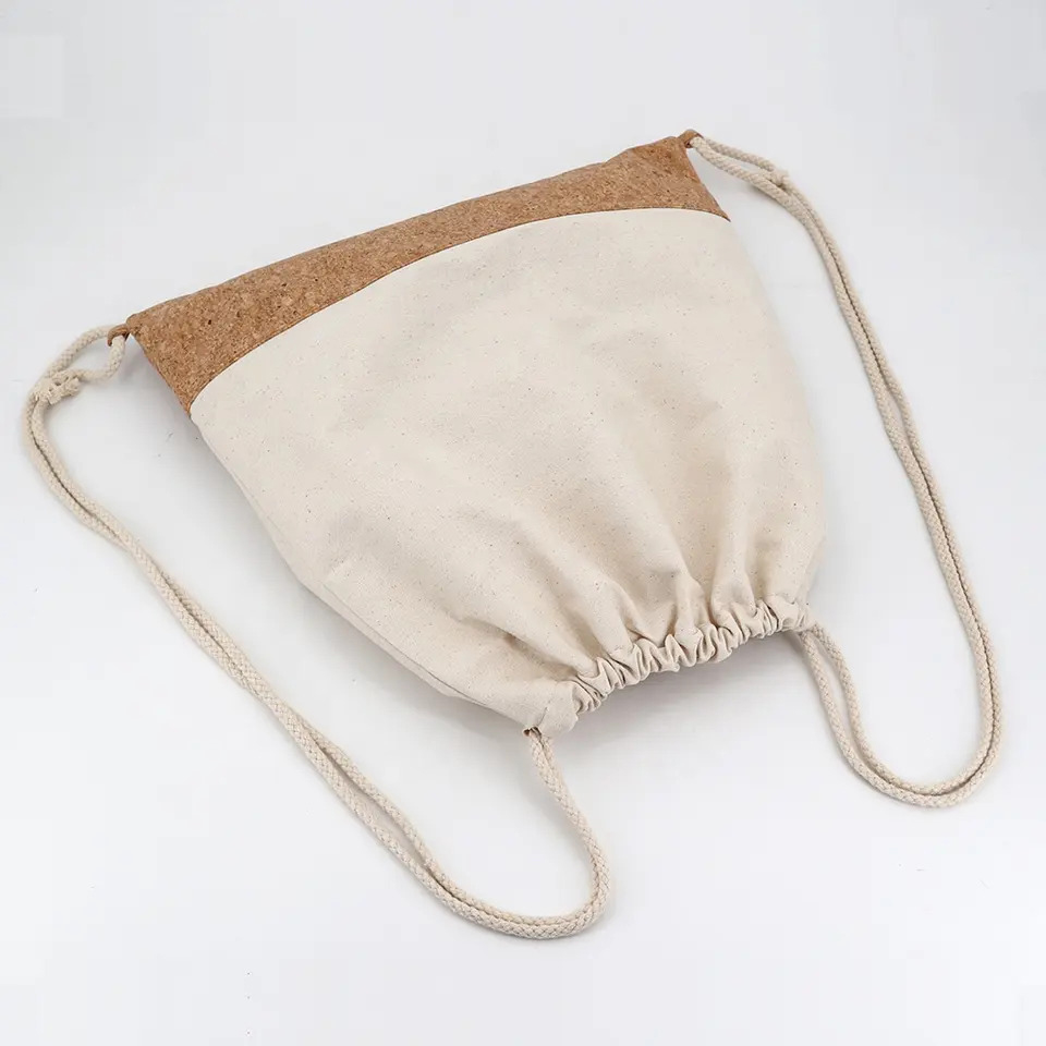 12 Oz Canvas Drawstring Bag with Cork 