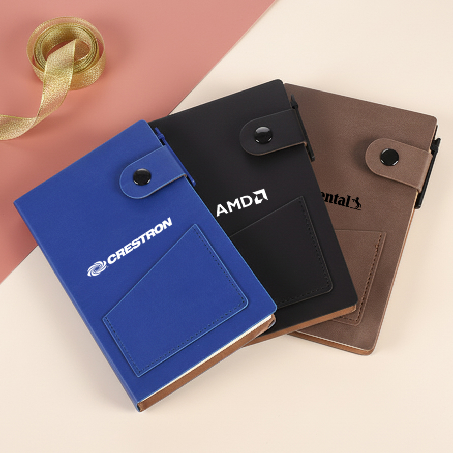 Lux Leather Notebook With Post It & Pen