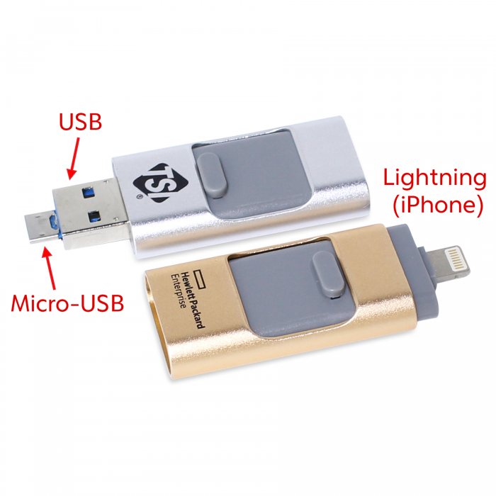 Customised Slide 3 in 1 OTG USB Thumb Drive With Logo Print Singapore
