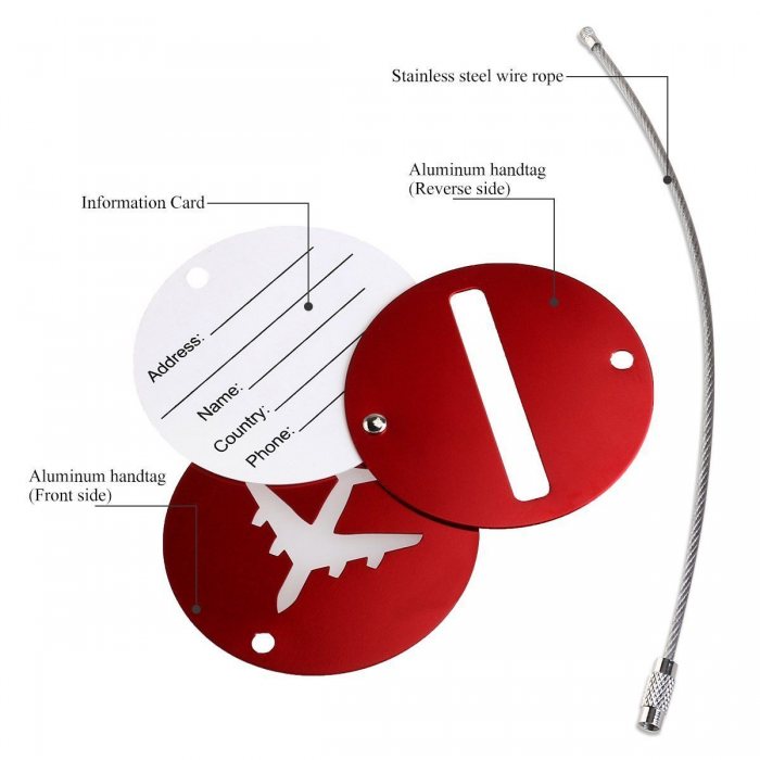 Round Aluminium Luggage Tag