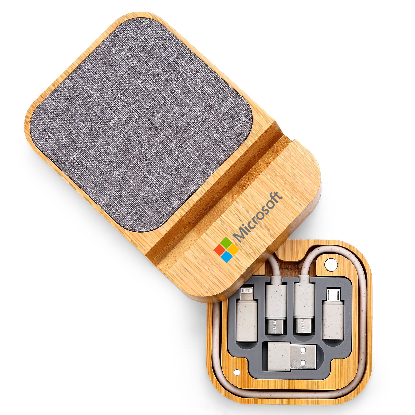 15W Bamboo Wireless Charger with Cable Kit