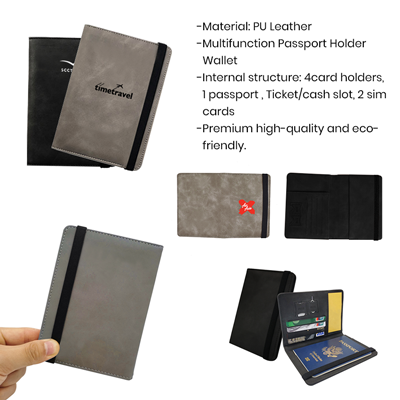 RFID Leather Travel Passport with Cards Holder