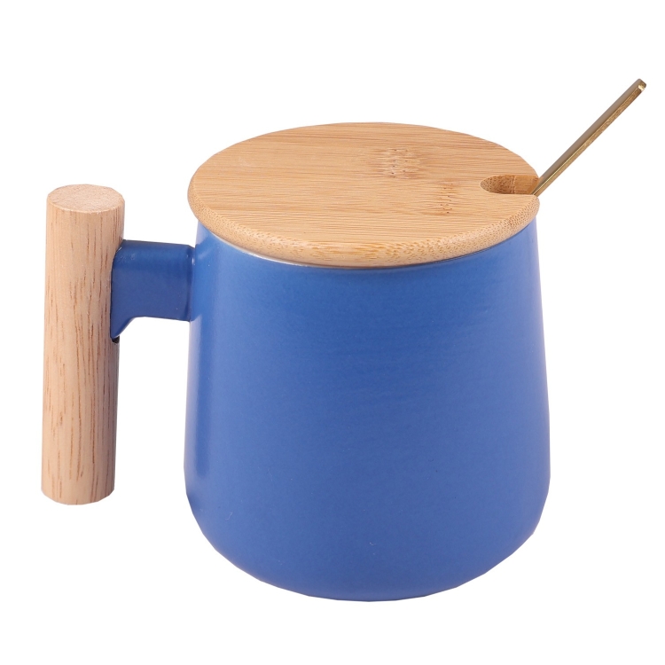 350ml Ceramic Mug with Bamboo Lid & Spoon