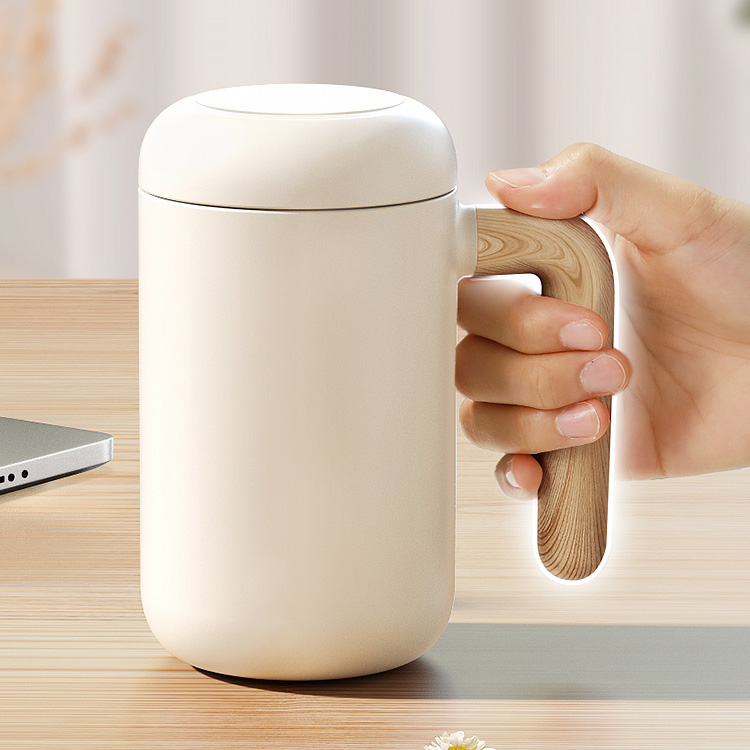 420ml Ceramic Tea Infuser Mug with Bamboo Handle
