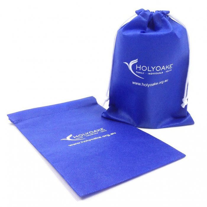Customised NonWoven Drawstring Pouch (15 x 20cm) With Logo Print Singapore
