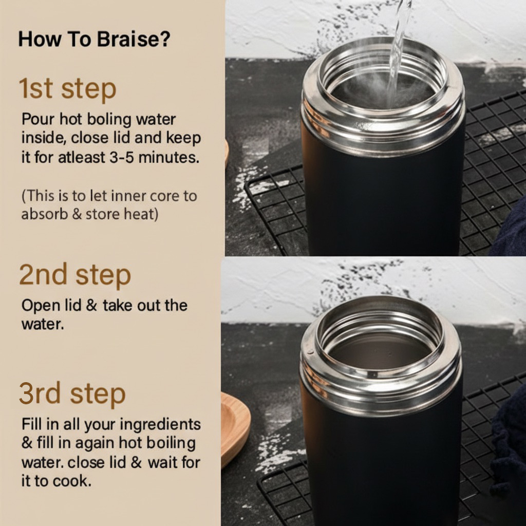 600ml Stainless Steel Braised Thermos with Spoon