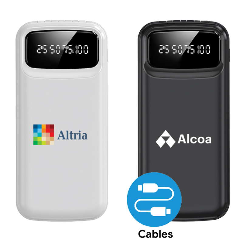 10,000mAh Fast Charging Powerbank with Digital Display and Built in Cable