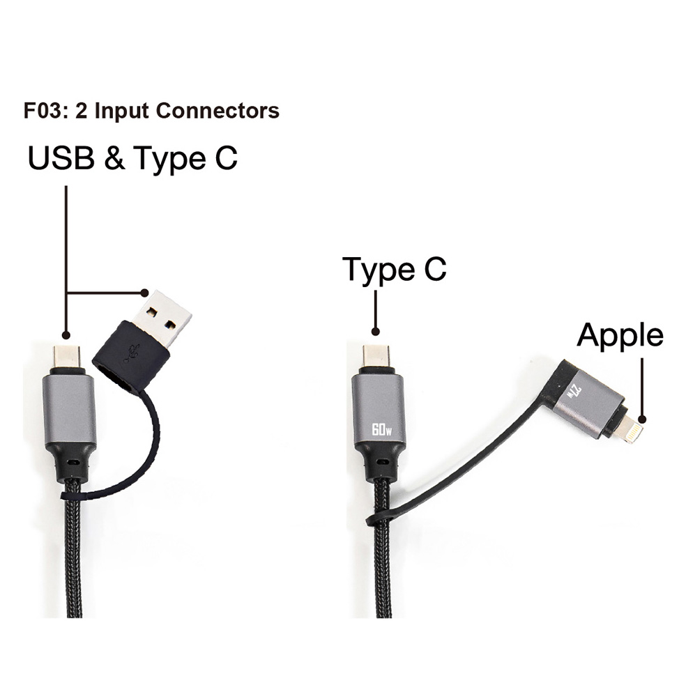 60W 4-in-1 Switch LED Light Fast Charging Cable
