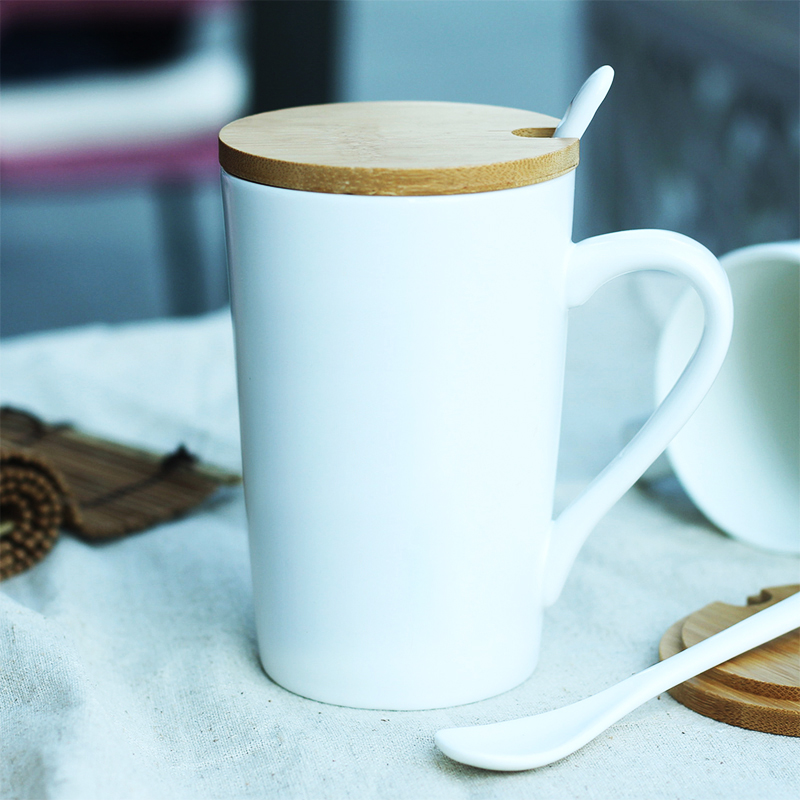 400ml Ceramic Mug with Wooden Lid / Coaster