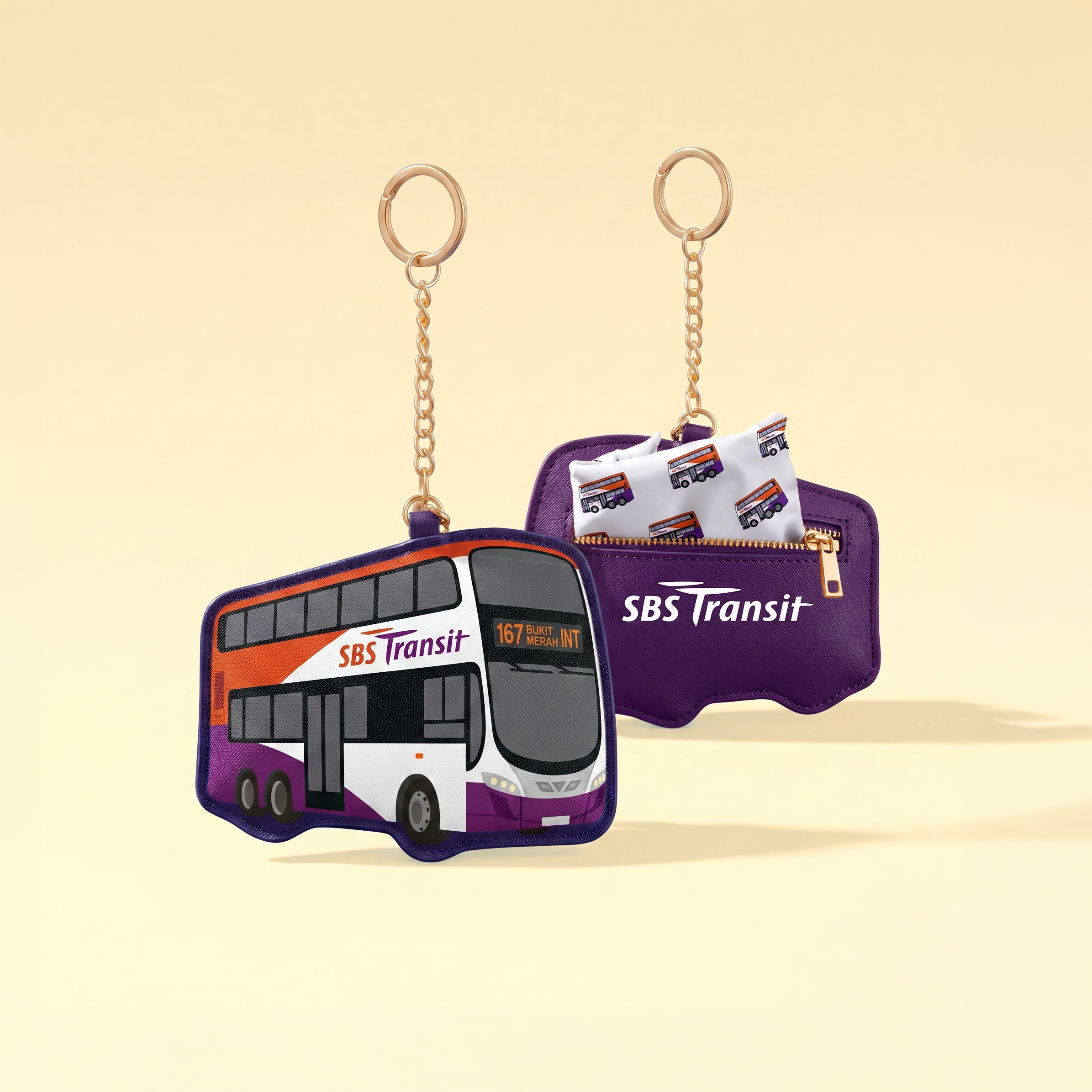 Bus Keychain Foldable Tote Bag — customised gift