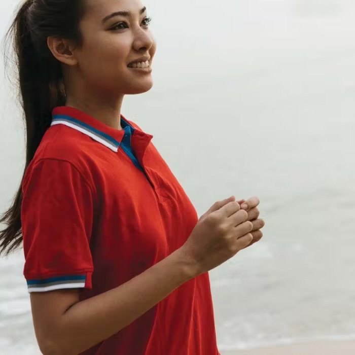 Honeycomb Ribbed Polo T Shirt