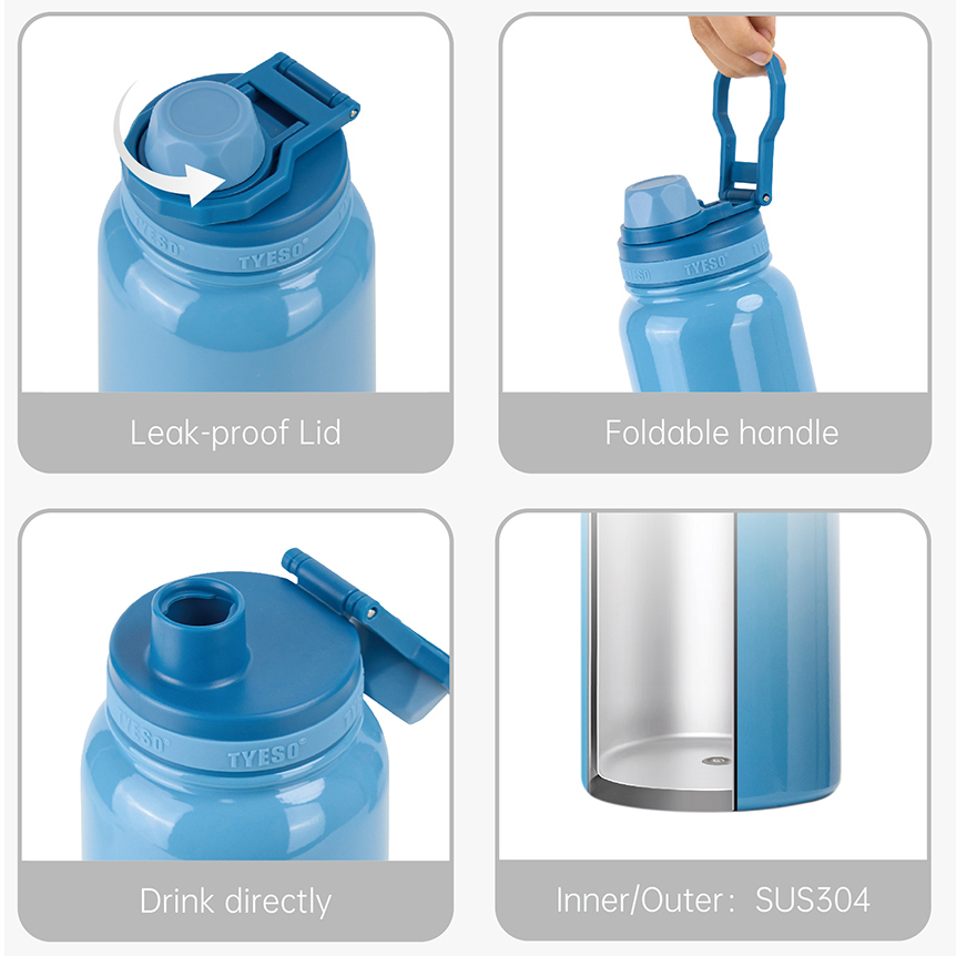 Tyeso 1.04L Vivid Stainless Steel Sports Bottle