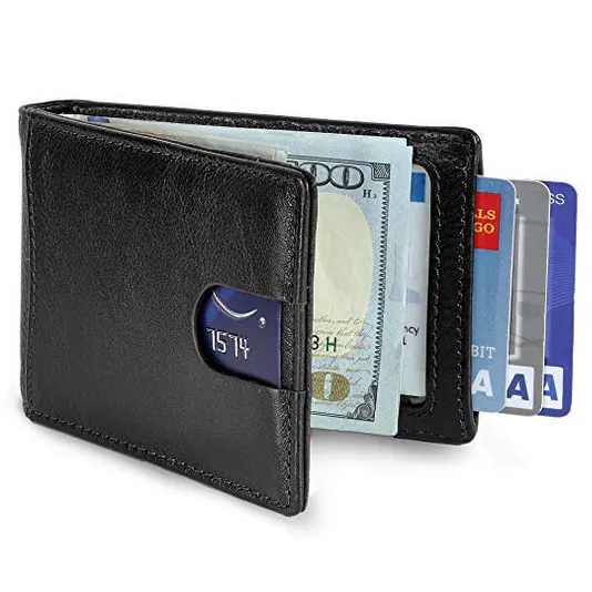 RFID Blocking Slim Bifold Leather Wallet