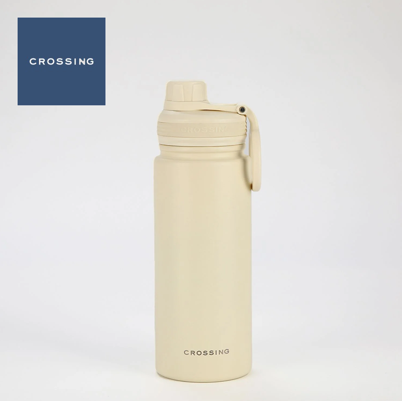 CROSSING 600ml  Urban Ceramic S/S Insulated Screw Cap Sports Bottle With Handle - Water Bottle