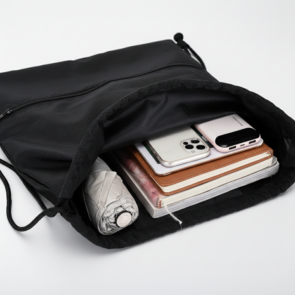 High Quality Drawstring Bag with Front Pocket (Water-Resistant)