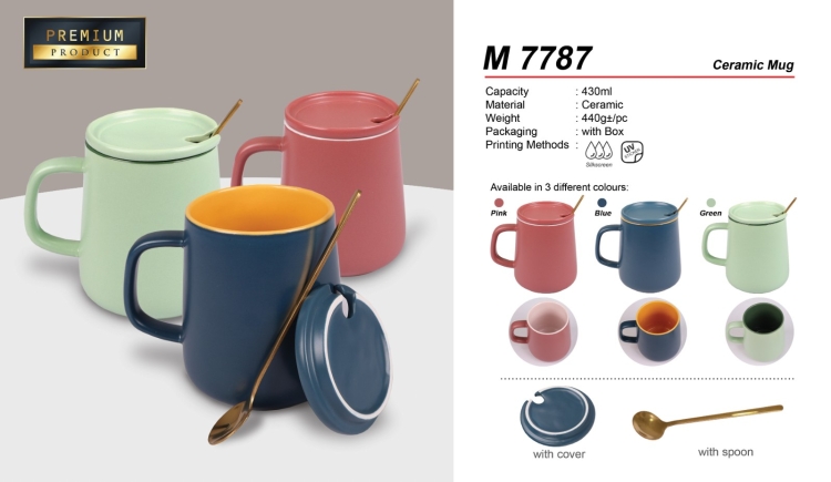 430ml Vero Ceramic Mug with Metal Spoon