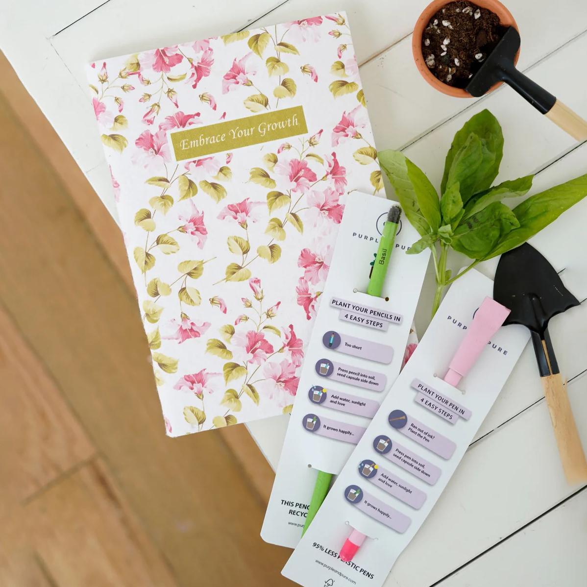 Purple&Pure Plantable Seed Notebook, Pen and Pencil Set 