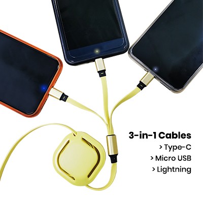 VORTEX 3-in-1 Retractable USB Charging Cable