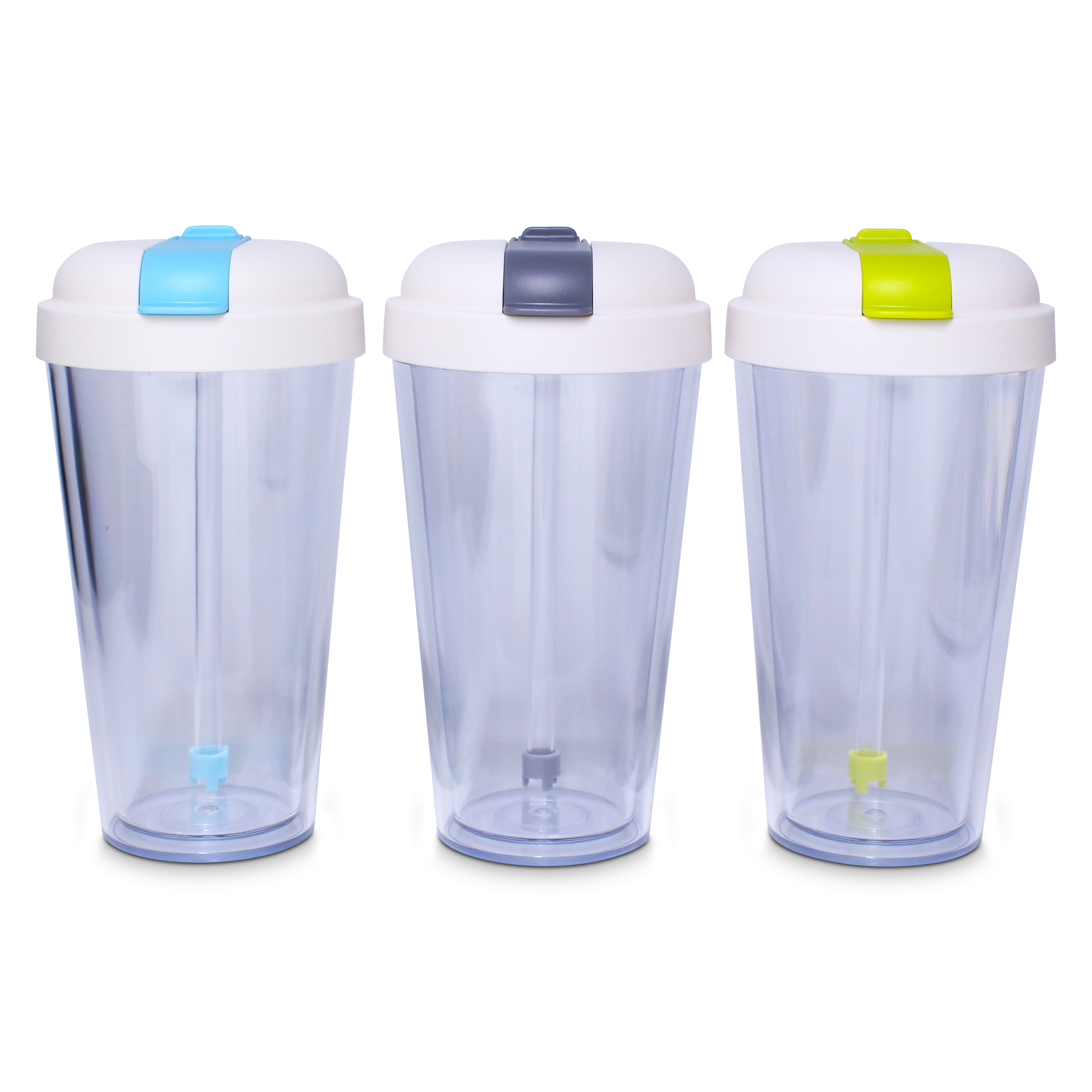420ml Clear Double Wall Tumbler with Straw