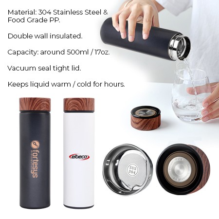 500ml WOOD Premium Stainless Steel Thermos