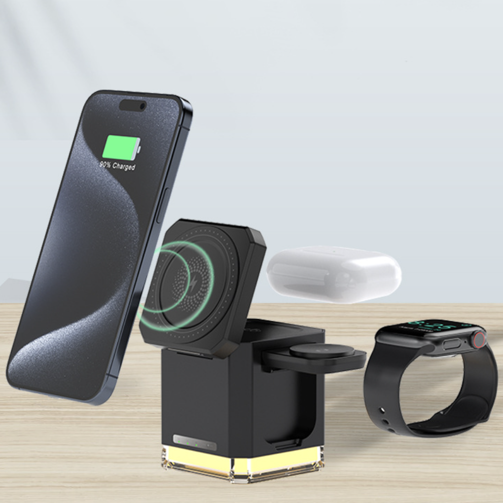 Cube 3 in 1 Wireless Charger with Nightlight